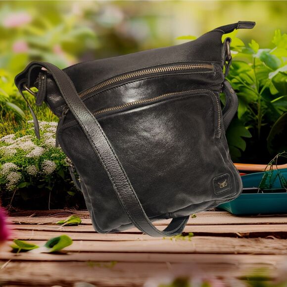 Wise Owl Leather Crossbody Bag Purse Black Travel Business Work Casual - Picture 2 of 15